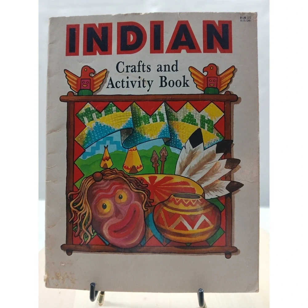 Indian CRAFTS AND ACTIVITY BOOK 1989 John Meiczinger CRAFTS MAZES PUZZLE Vintage